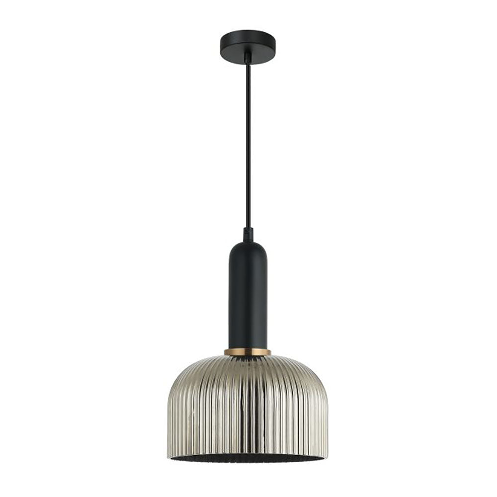 Buy Pendant Lights Australia Interior Dome Ribbed Glass 1 Light Pendant Chrome Painted - VINTAJ17