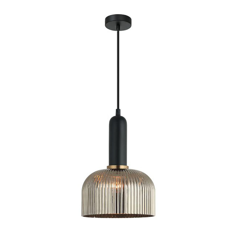 Buy Pendant Lights Australia Interior Dome Ribbed Glass 1 Light Pendant Chrome Painted - VINTAJ17