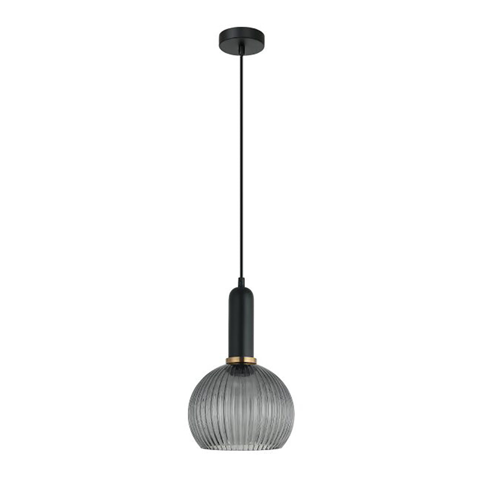 Buy Pendant Lights Australia Interior Wine Ribbed Glass 1 Light Pendant Smokey Black - VINTAJ1