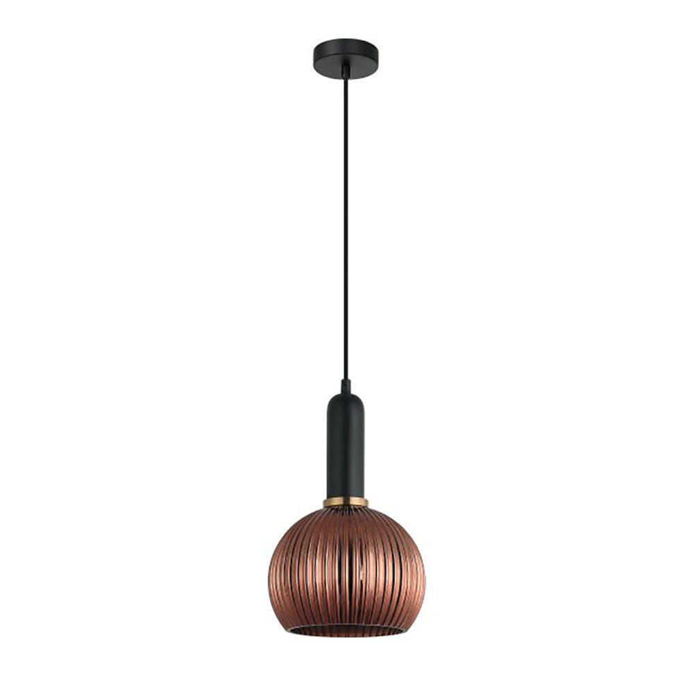 Buy Pendant Lights Australia Interior Wine Ribbed Glass 1 Light Pendant Copper Painted - VINTAJ4