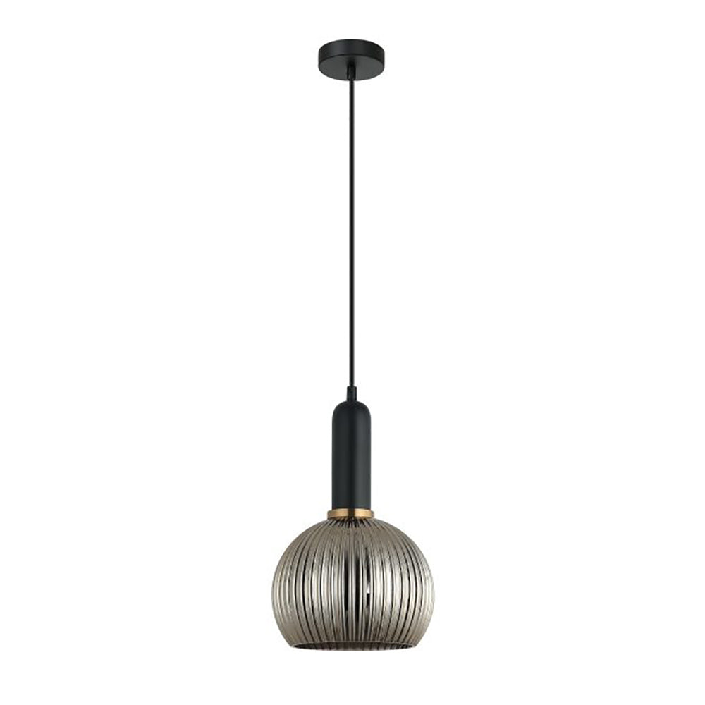 Buy Pendant Lights Australia Interior Wine Ribbed Glass 1 Light Pendant Chrome Painted - VINTAJ5