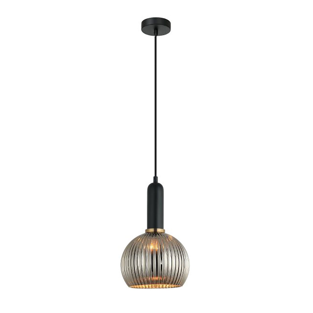 Buy Pendant Lights Australia Interior Wine Ribbed Glass 1 Light Pendant Chrome Painted - VINTAJ5