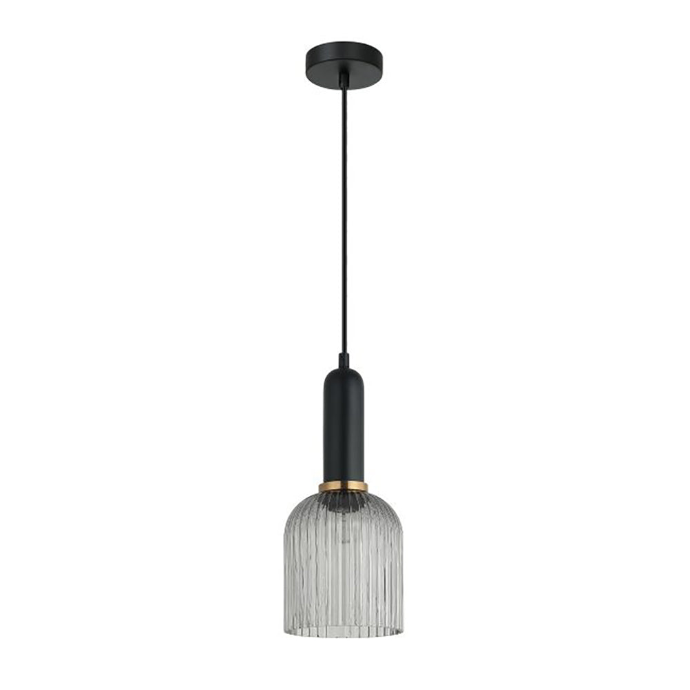 Buy Pendant Lights Australia Interior Ellipse Ribbed Glass 1 Light Pendant Smokey Black - VINTAJ7