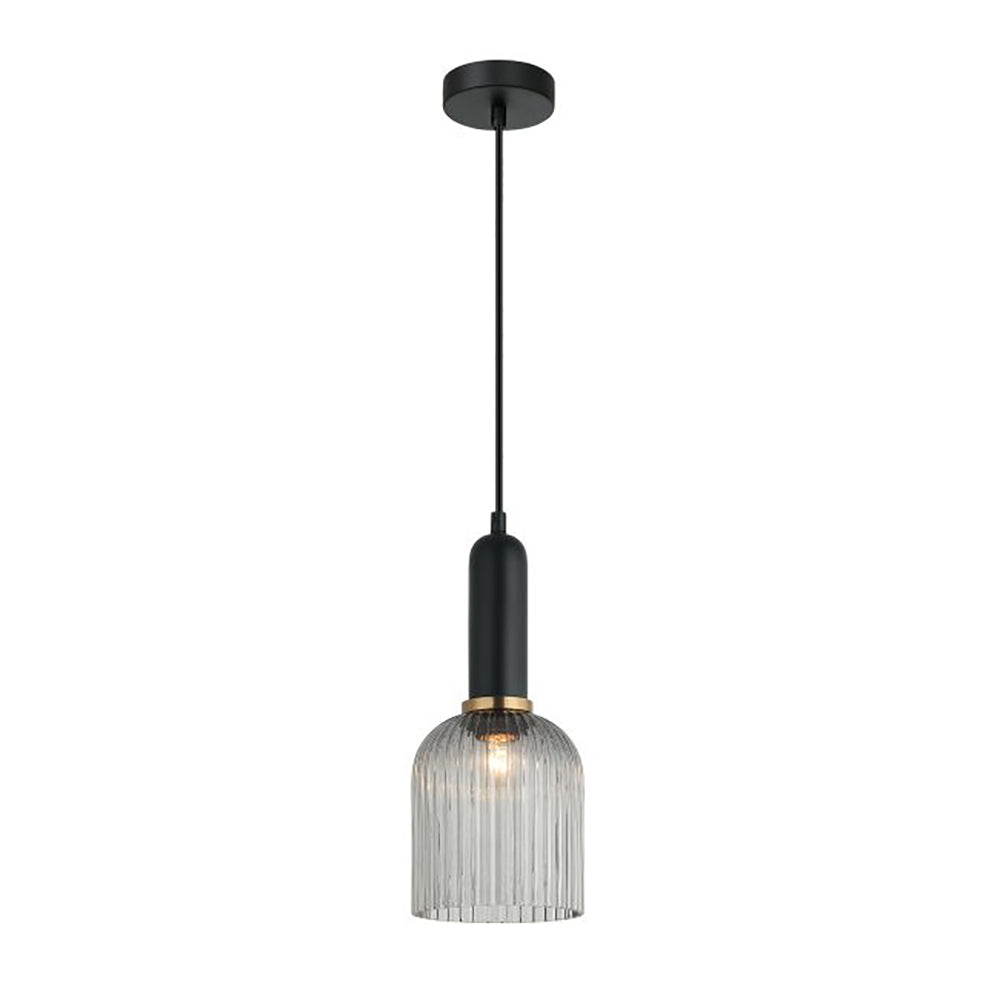 Buy Pendant Lights Australia Interior Ellipse Ribbed Glass 1 Light Pendant Smokey Black - VINTAJ7