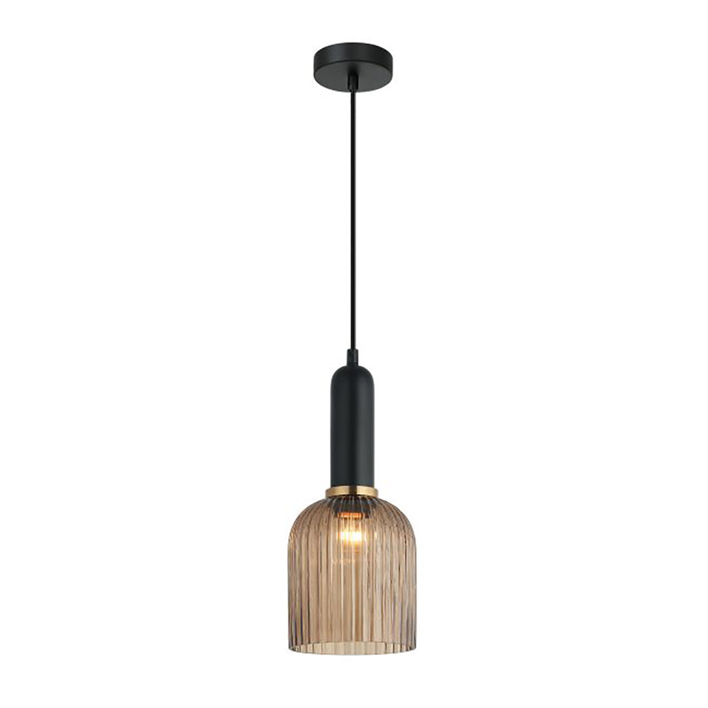 Buy Pendant Lights Australia Interior Ellipse Ribbed Glass 1 Light Pendant Amber - VINTAJ9