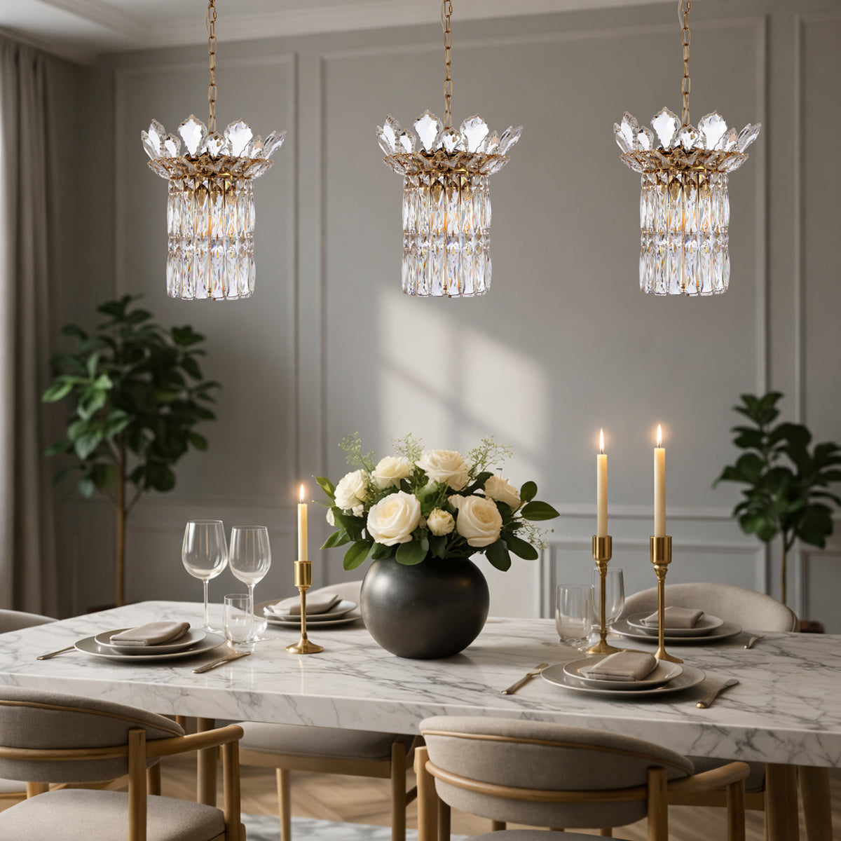 Virell 3 Light Pendant Gold & Clear - VIRELL PE3-GD