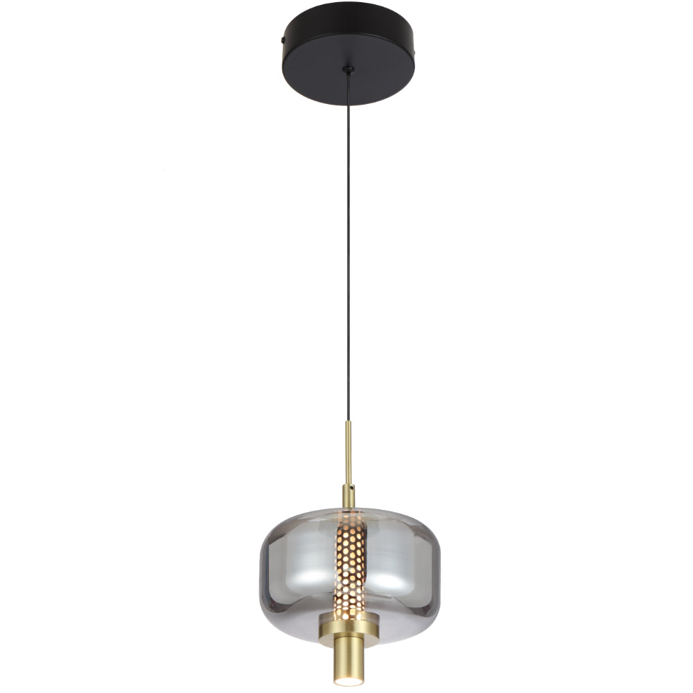 Volen LED Pendant Light 8W 3000K Black & Smoke - VOLEN PE1-BKSM