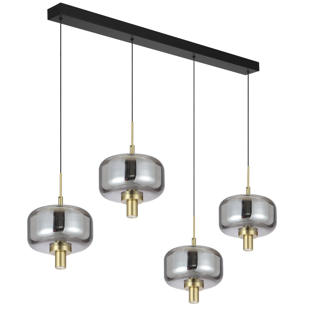 Volen LED 4 Light Bar Pendant Light 8W 3000K Black & Smoke - VOLEN PE4B-BKSM