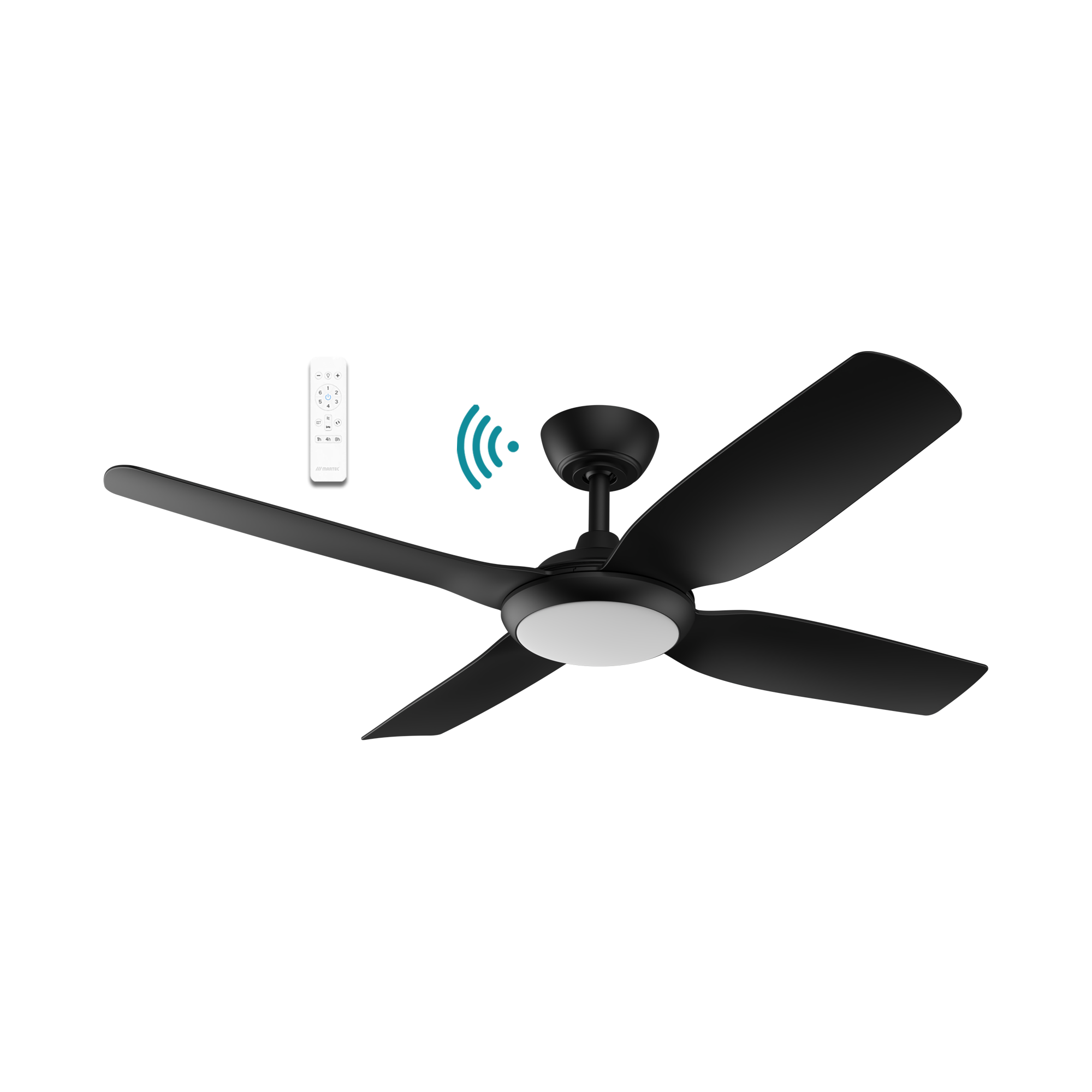Viper DC Ceiling Fan With LED Light 52" 4 Blade Matt Black With WIFI Remote - MVDC1343M