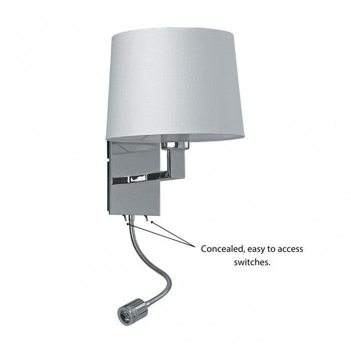 Dawson Bedside Reading 2 Lights White / Chrome Fabric - WL2252-WH
