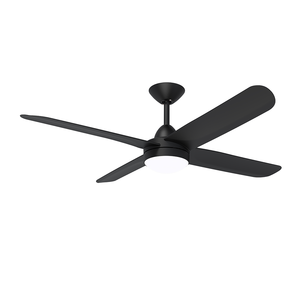 X-Over DC Ceiling Fan 52" 4 Blades Matt Black With Light And Wall Controll - XOL307
