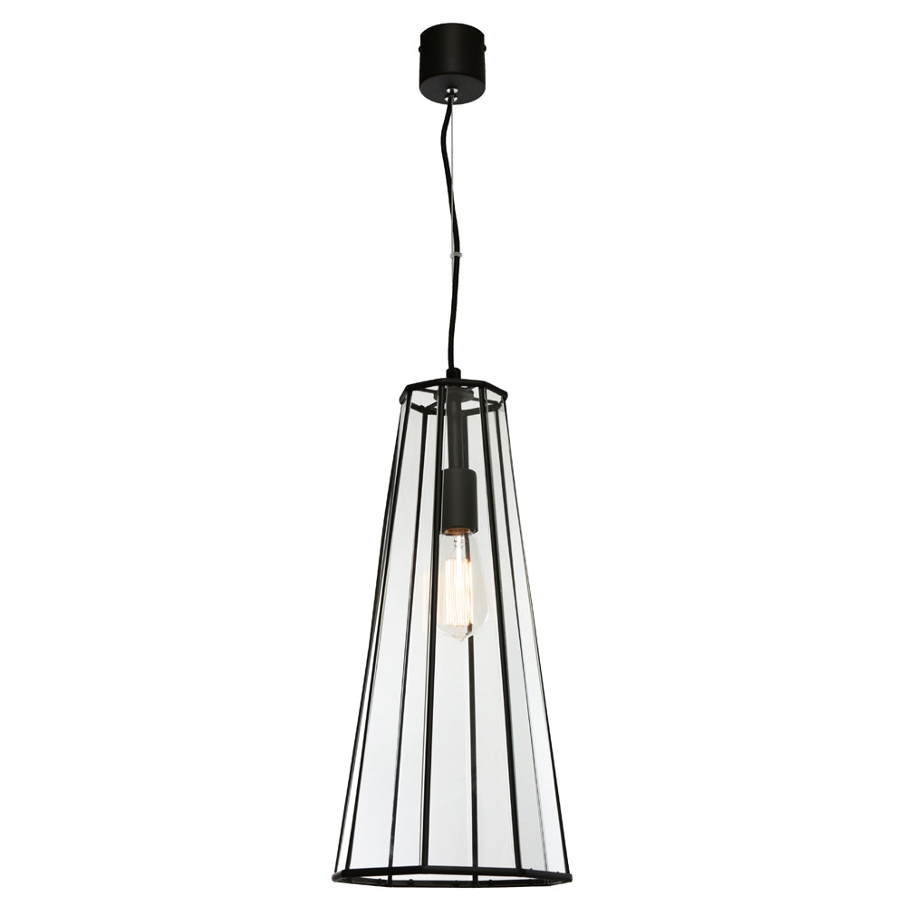 Zara 1 Light Pendant Light Black - ZARA1PBLK