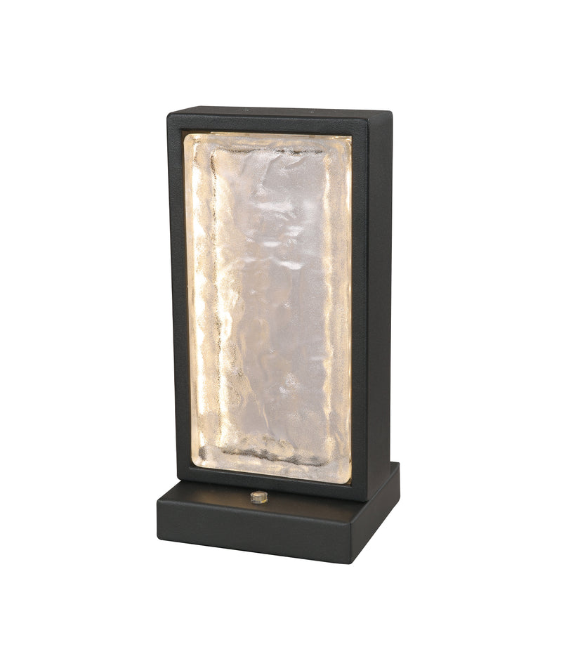 Zeigel LED Rectangular Textured Ice Glass Diffuser Table Lamp 8W 3000K Satin Black - ZEIGEL-T1