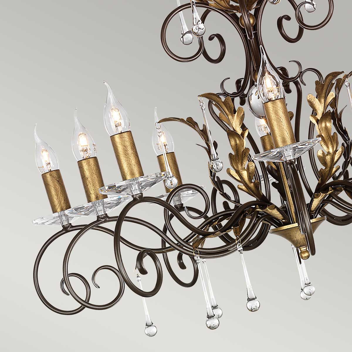 Amarilli 10 Light Pendant Bronze & Gold - AML10-BRONZE