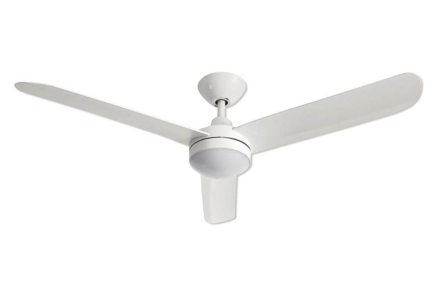Ayer DC Ceiling Fan 52" With LED Light 18W Tri Colour Matt White With White Blades - AL406