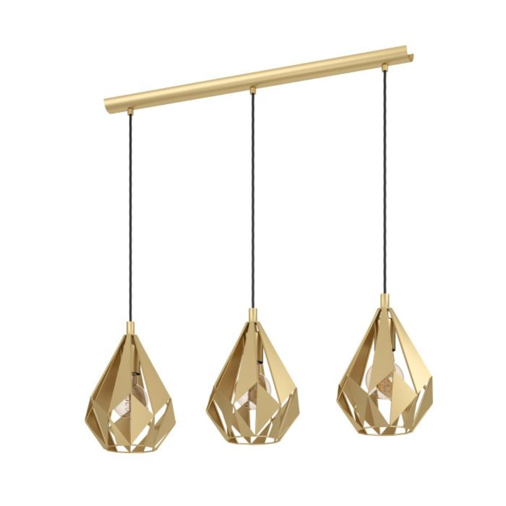 Buy Pendant Lights Australia CARLTON Pendant 3 Lights Gold Steel - 43909N