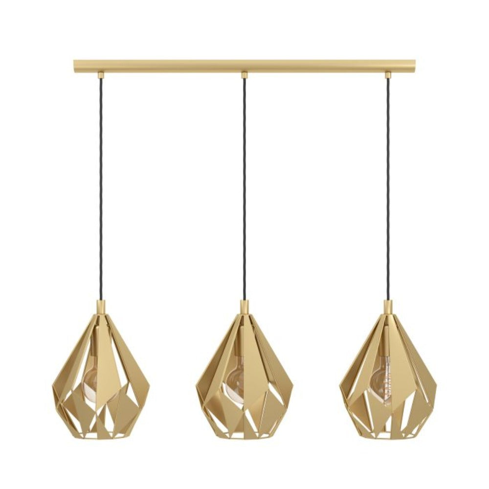 Buy Pendant Lights Australia CARLTON Pendant 3 Lights Gold Steel - 43909N