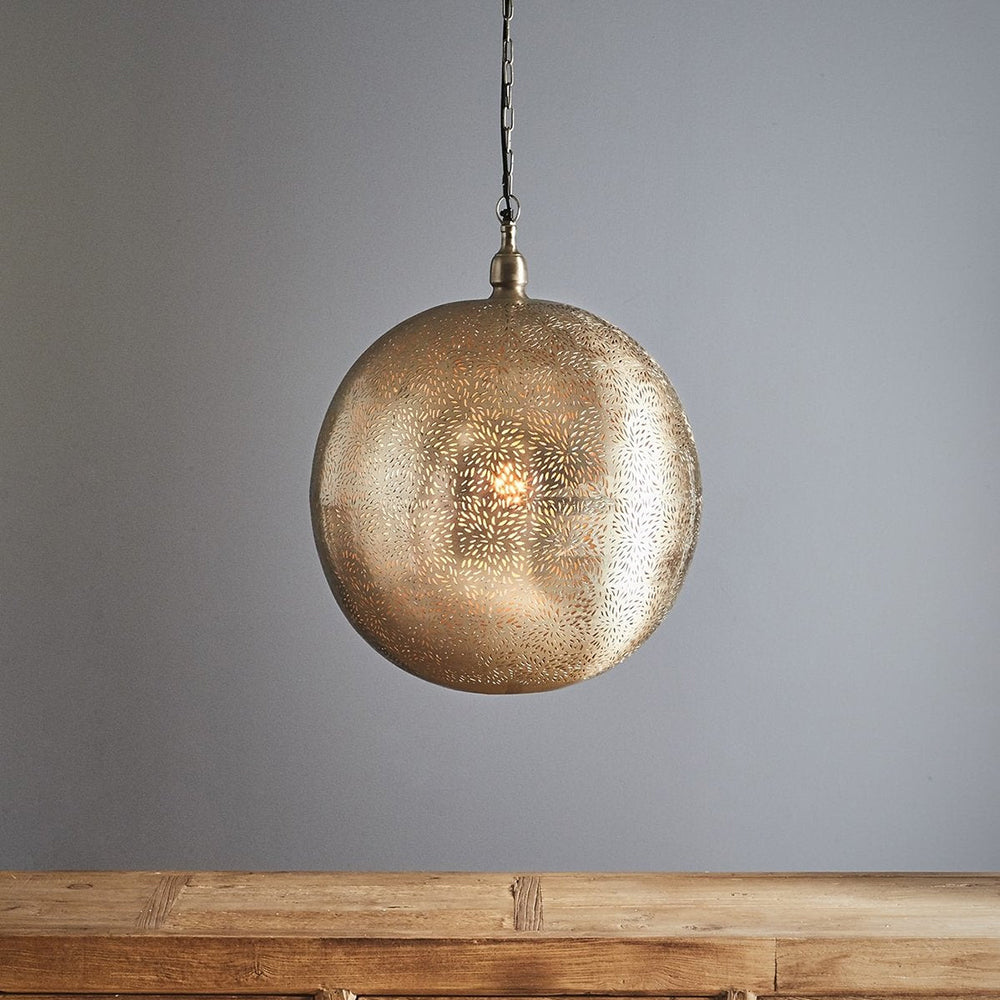 Orion Large Perforated Ball Pendant Nickel - ZAF10224