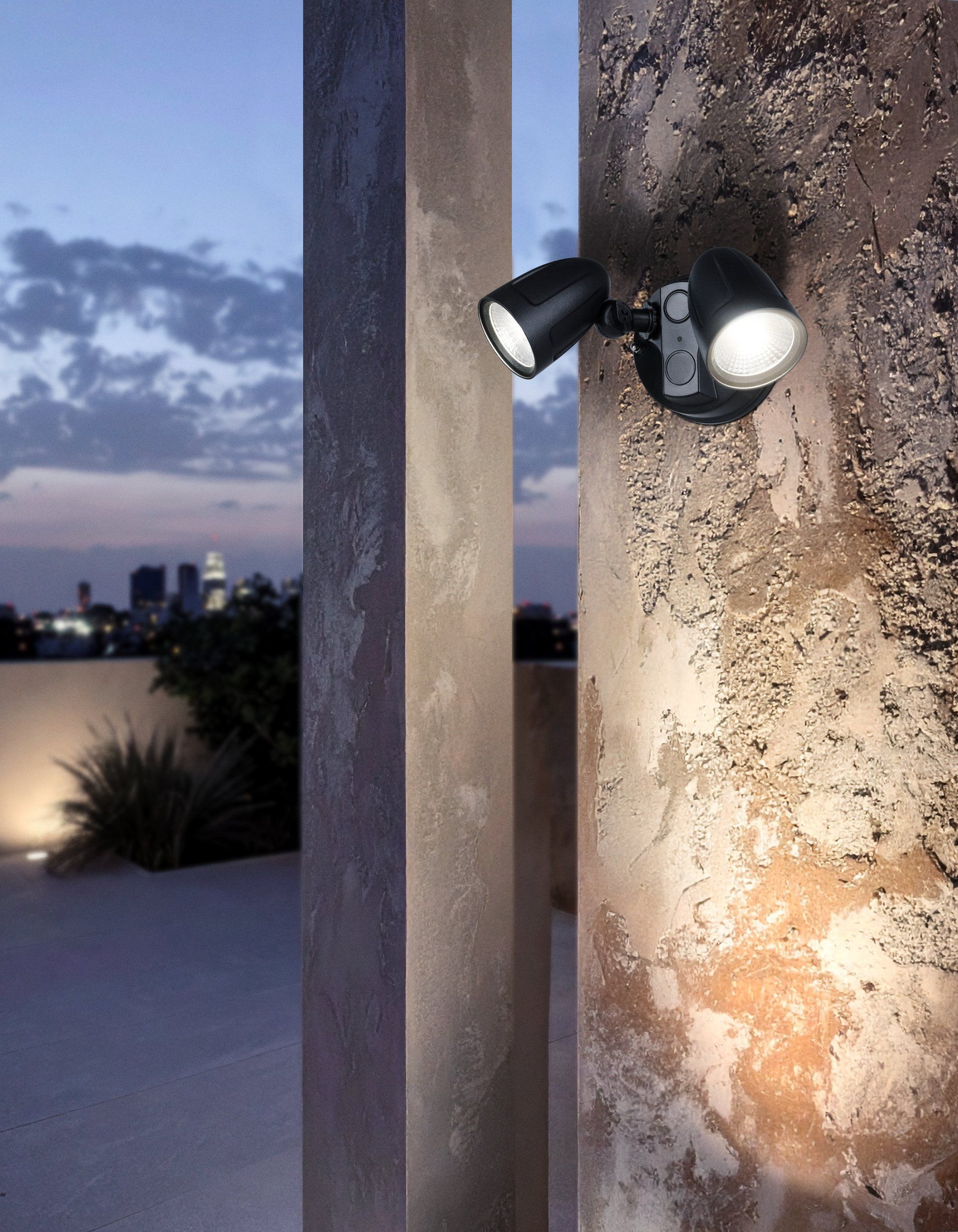 Chopper II LED 2 Light Security Wall Light 15W Tri Colour Black - 206537