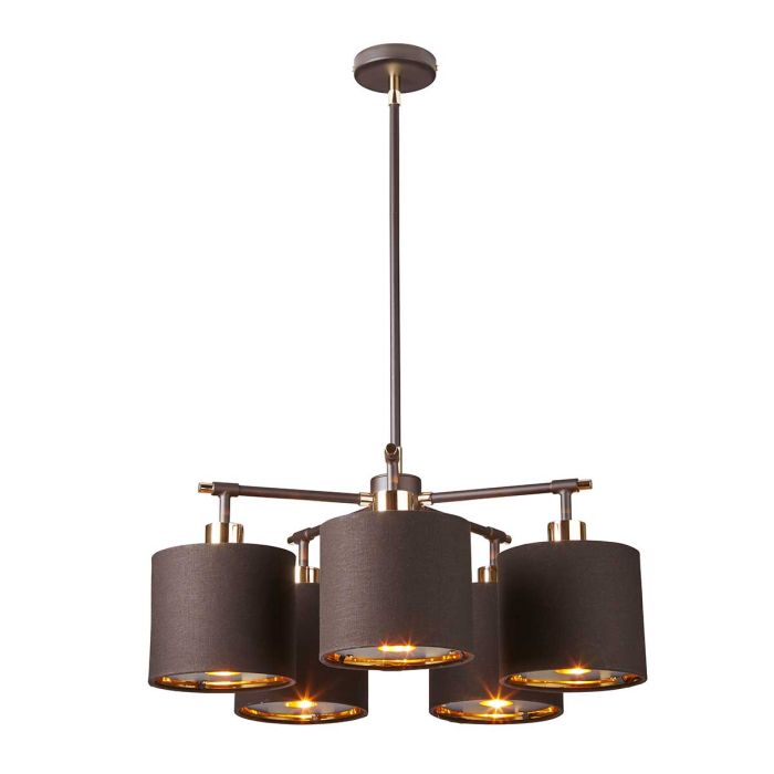 Balance 5 Light Pendant Brown & Polished Brass - BALANCE5-BRPB