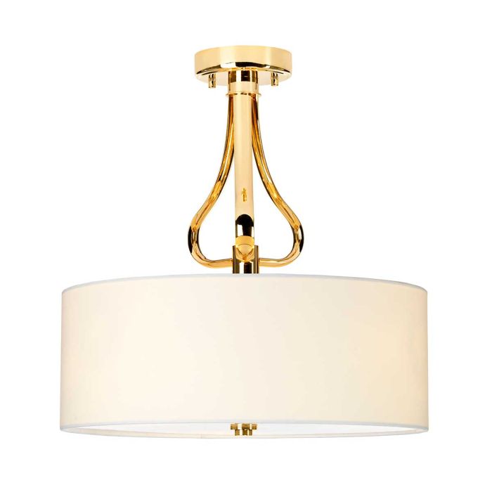 Falmouth Semi Flush 3 Light French Gold & Cream - BATH-FALMOUTH-SF-FG