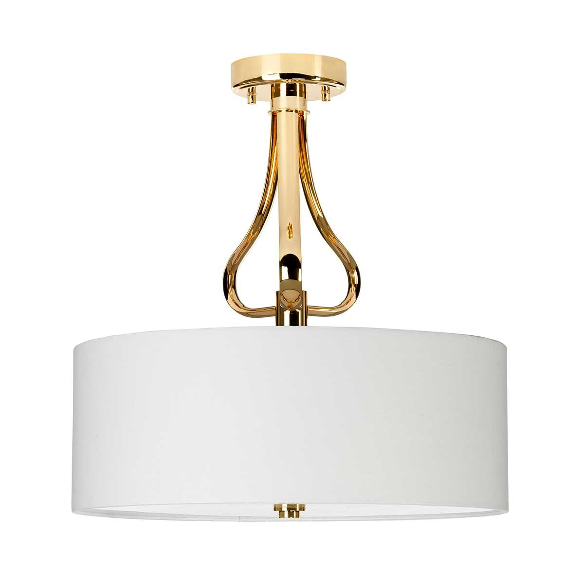 Falmouth Semi Flush 3 Light French Gold & Cream - BATH-FALMOUTH-SF-FG