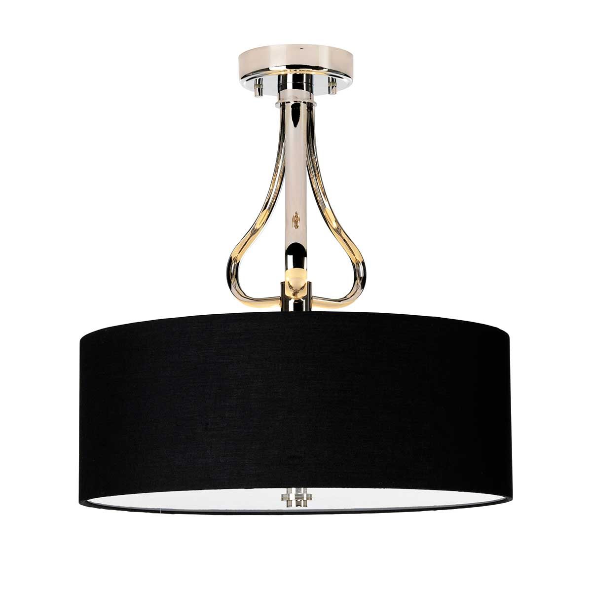 Falmouth Semi Flush 3 Light Polished Chrome & Black - BATH-FALMOUTH-SF-PC