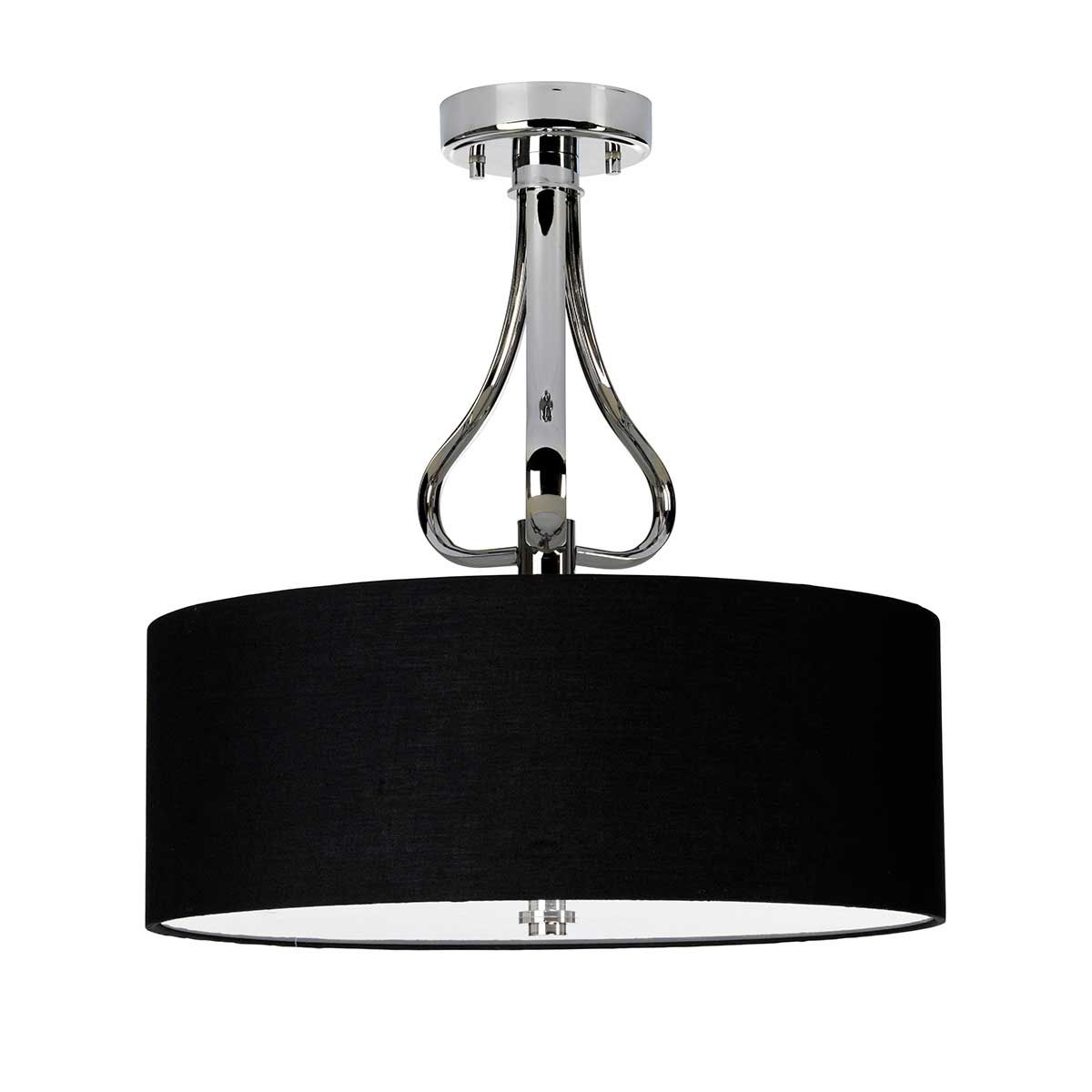 Falmouth Semi Flush 3 Light Polished Chrome & Black - BATH-FALMOUTH-SF-PC