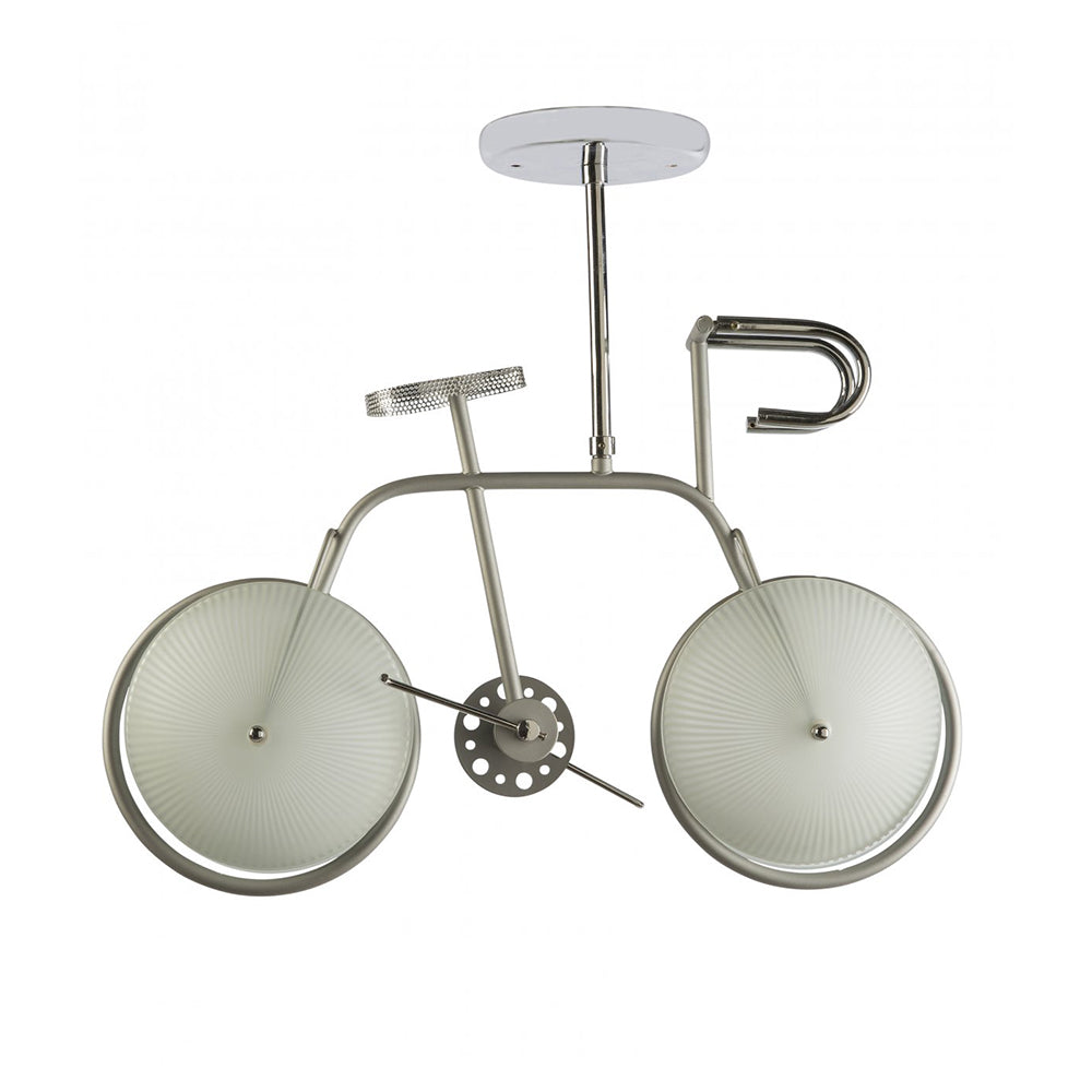 Fiorentino Lighting - Bicycle 2 Light Chrome Pendant Frost Glass Wheels