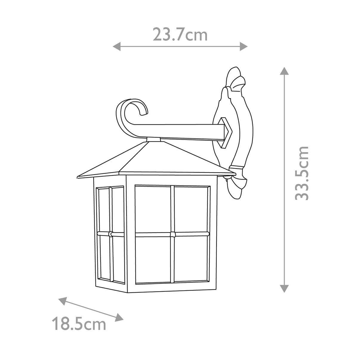 Winchester 335mm Wall Down Lantern Black - BL18-BLACK