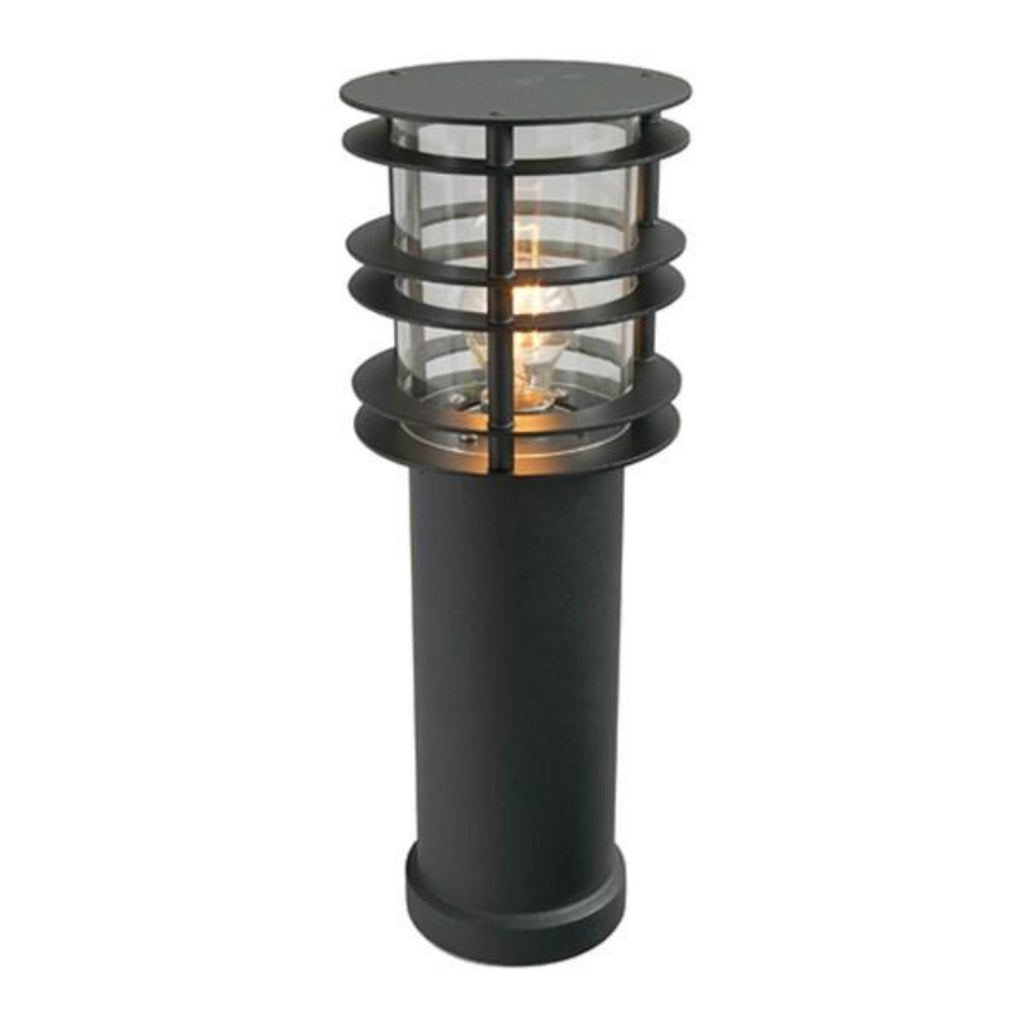 Stockholm Medium Clear Glass Bollard Light Steel Black - NLYS.298B