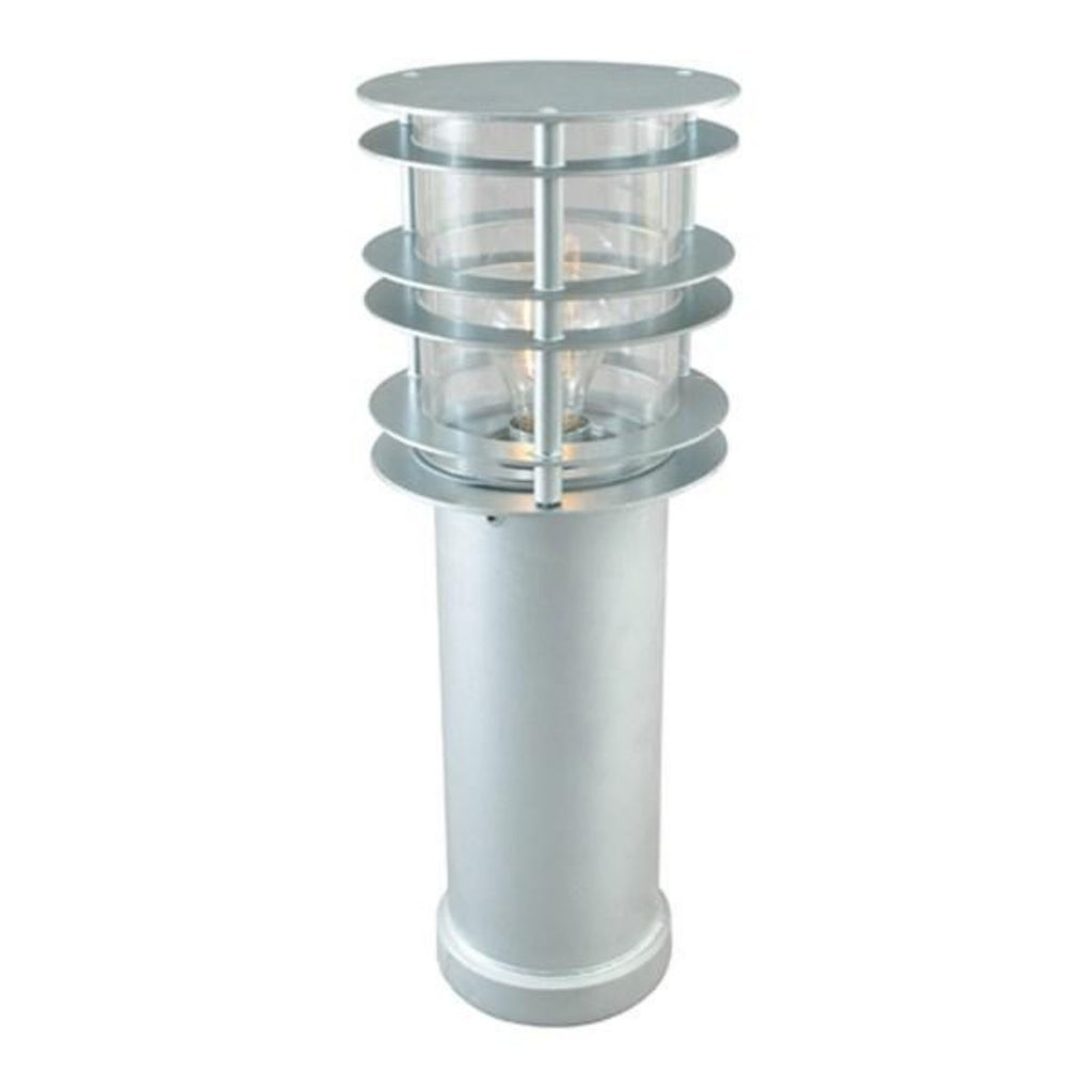 Stockholm Medium Clear Glass Bollard Light Galvanized Steel - NLYS.298GA