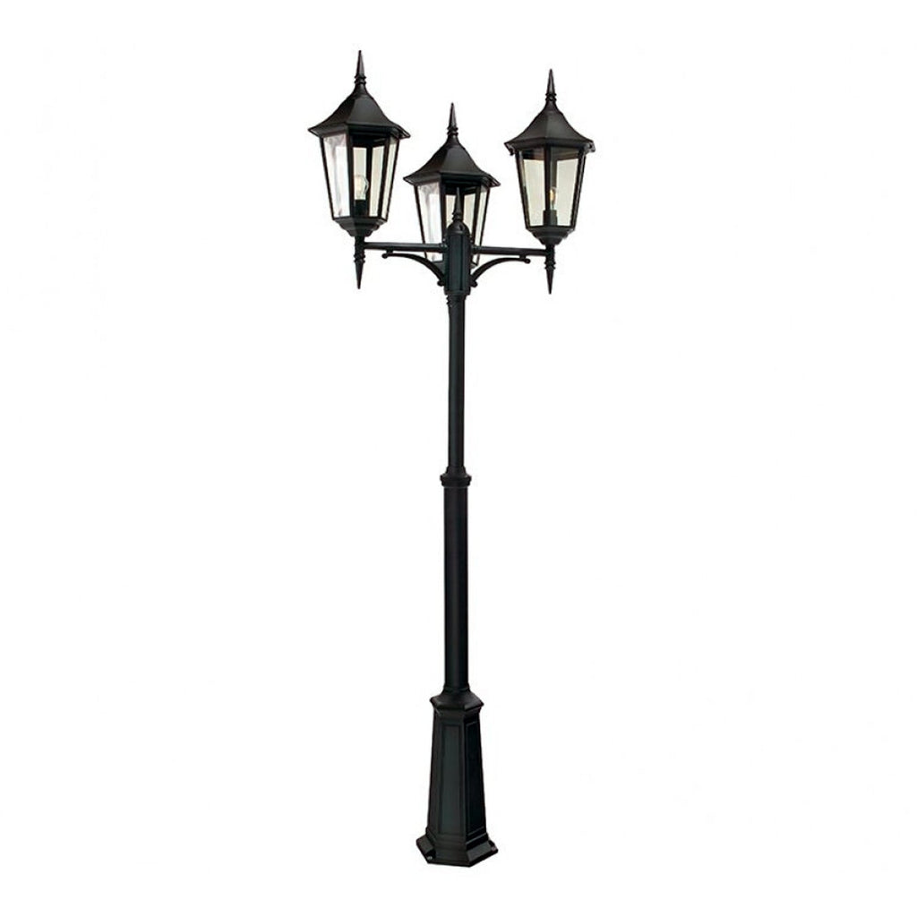 Modena Large Post Light 3 Light Aluminum Black - NLYS.397B