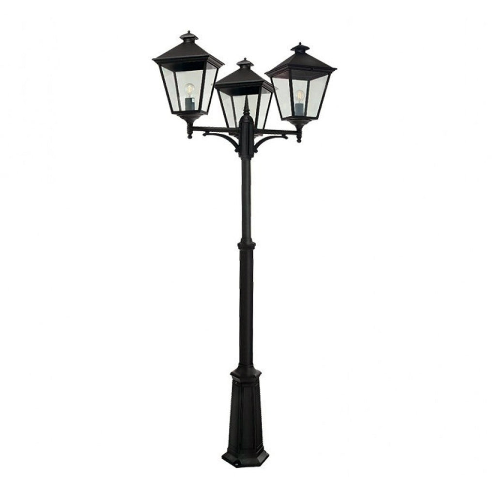 London 3 Light Post Light Aluminium Black - NLYS.495B