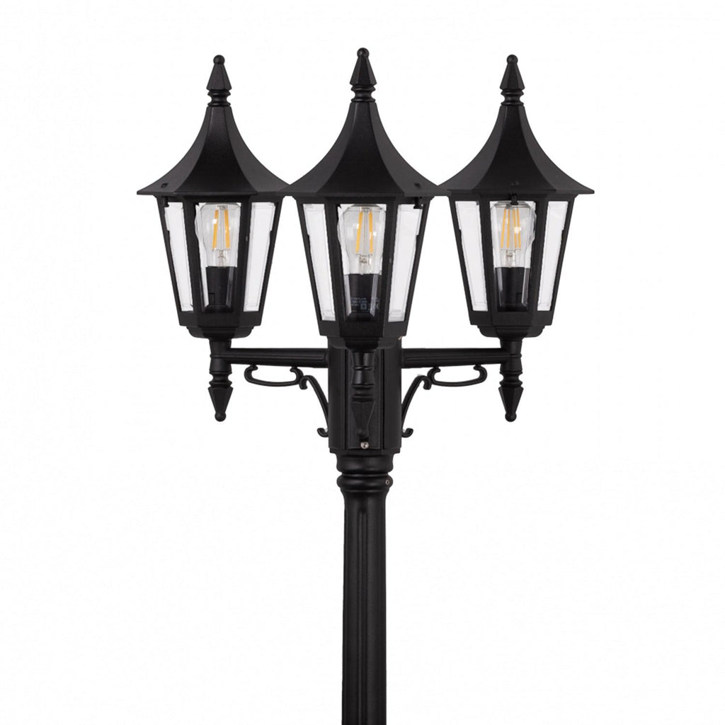 Rimini Post Light 3 Light Aluminum Black - NLYS.403B