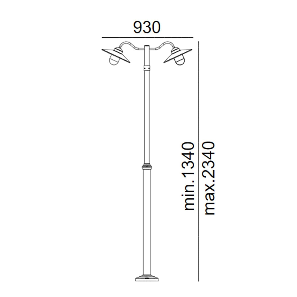 Karlstad Post Light 2 Light Steel Black - NLYS.2032B