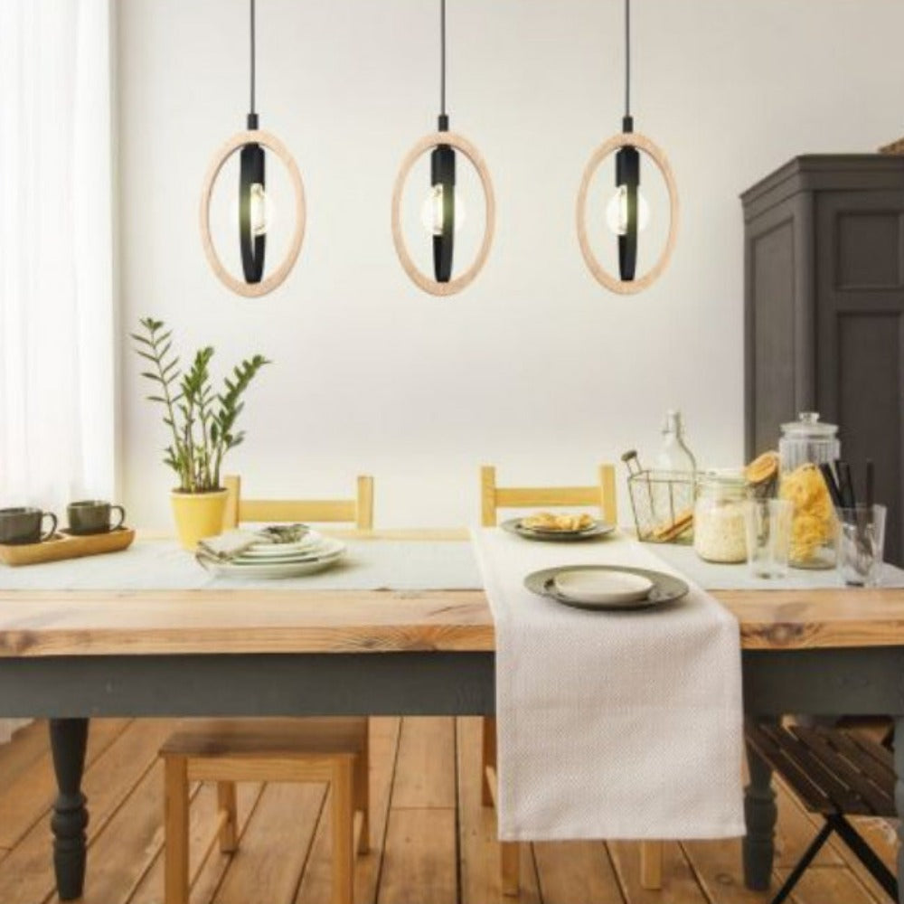 Buy Pendant Lights Australia BASILDON Pendant 3 Lights W160mm Black / Brown Steel - 43462N