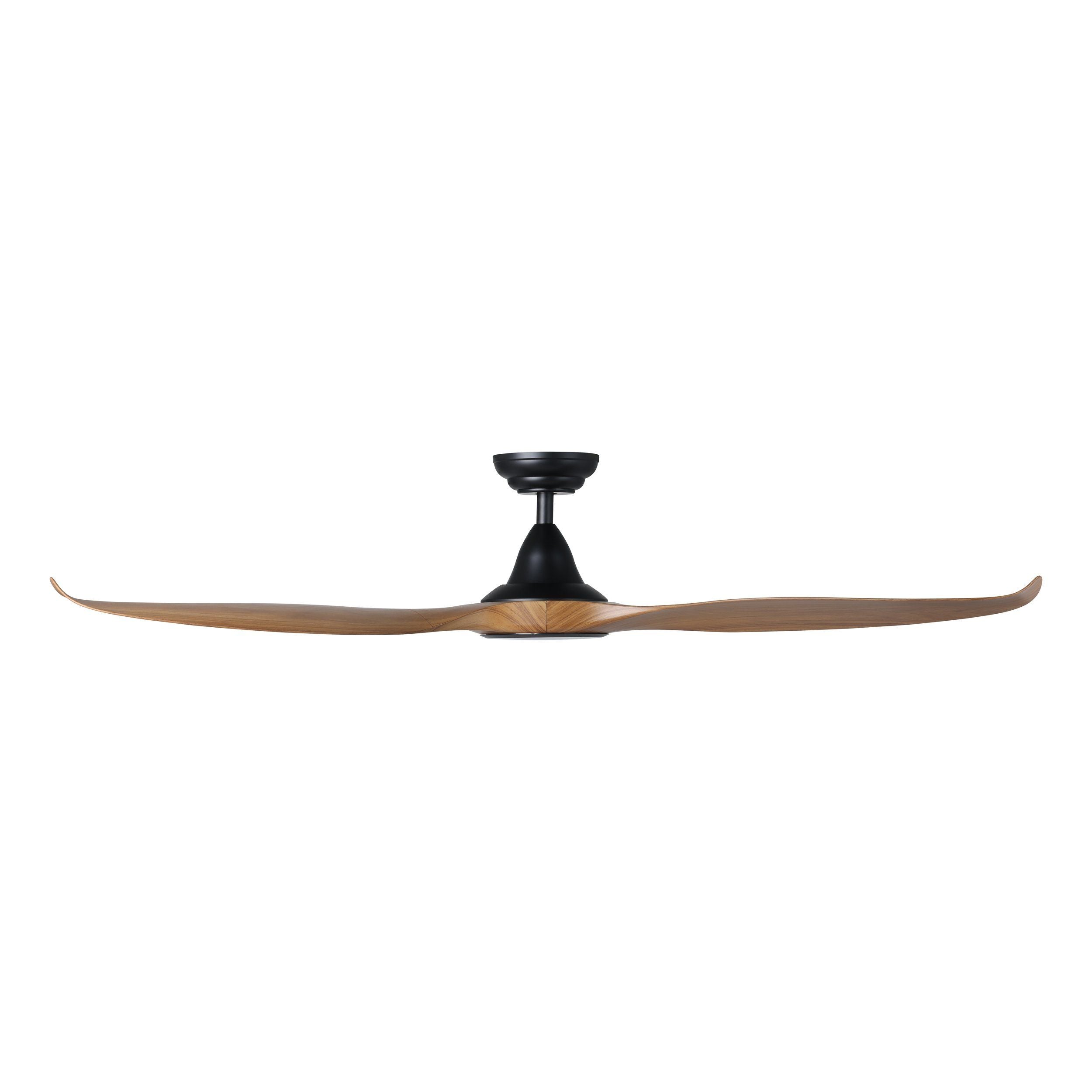 Noosa DC Ceiling Fan 60" Matte Black & New Teak Blade With Remote - 20684907