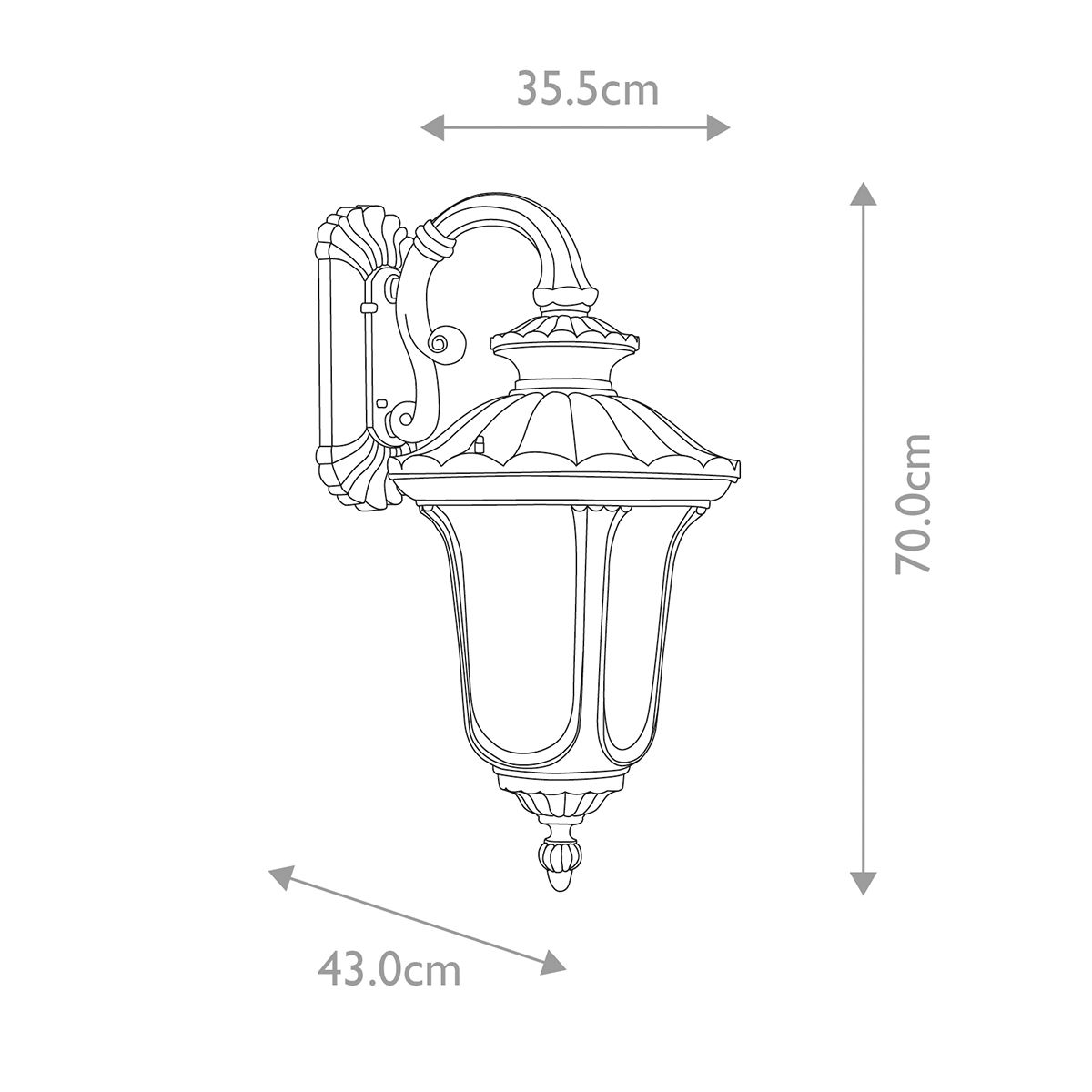 Chicago Large Down Wall Lantern Rusty Bronze Patina - CC2-L
