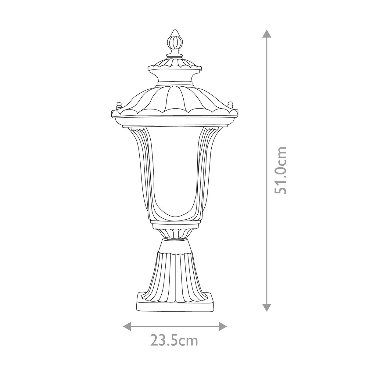 Chicago Small Pedestal Lantern Rusty Bronze Patina - CC3-S