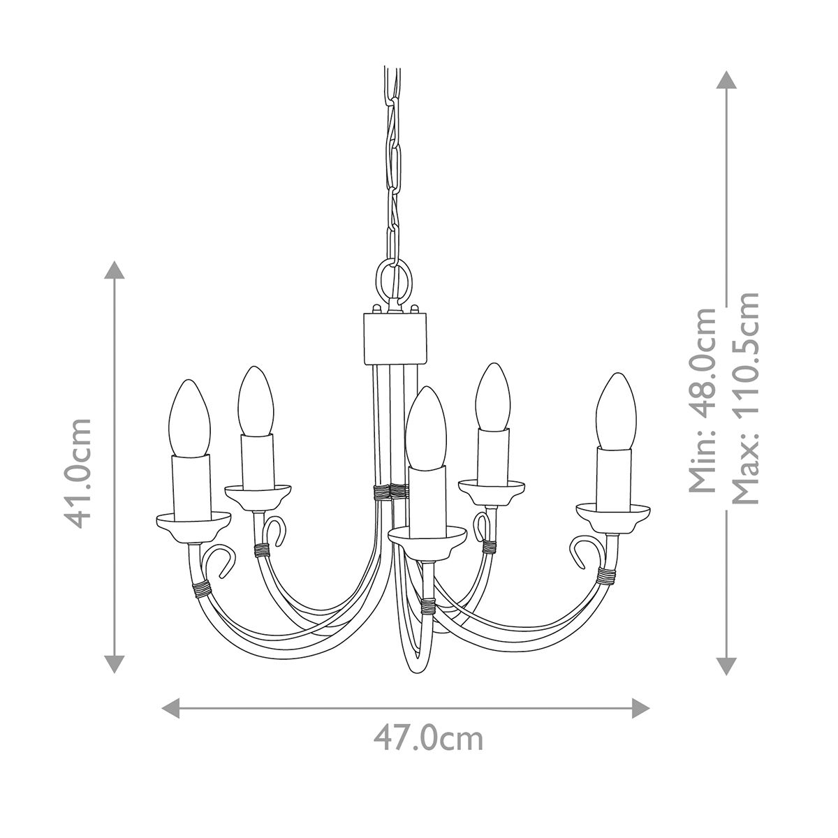 Chartwell 5 Light Chandelier Black - CH5-BLACK