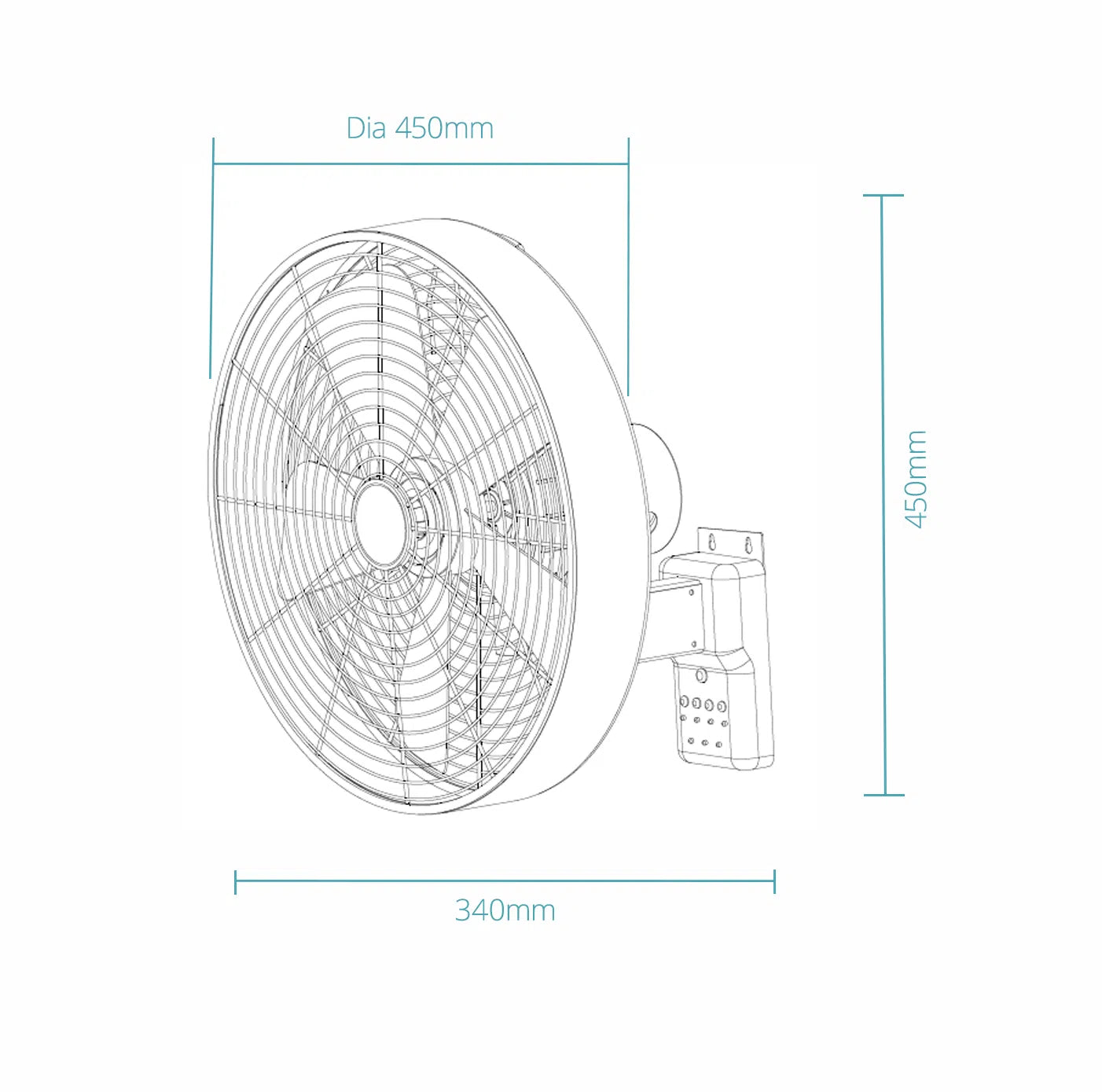 Como AC Wall Fan 16" With Remote Matt White - MWFC400W