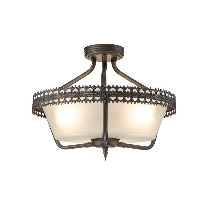 Crown 3 Light Semi Flush Mount Light Iron Gate - CROWN-SF