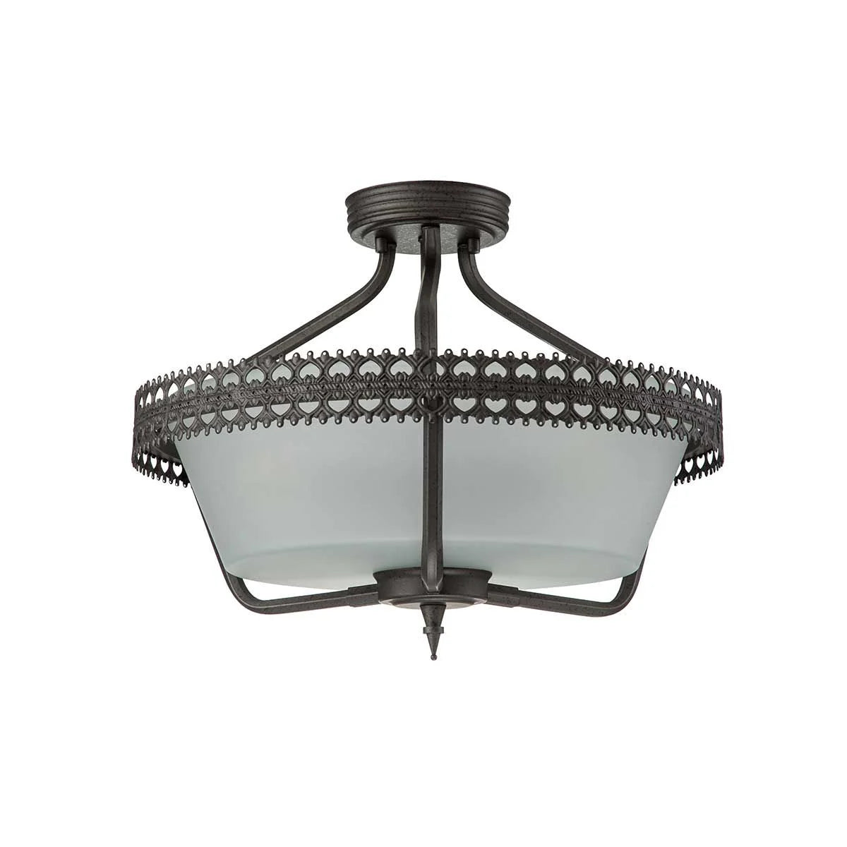 Crown 3 Light Semi Flush Mount Light Iron Gate - CROWN-SF