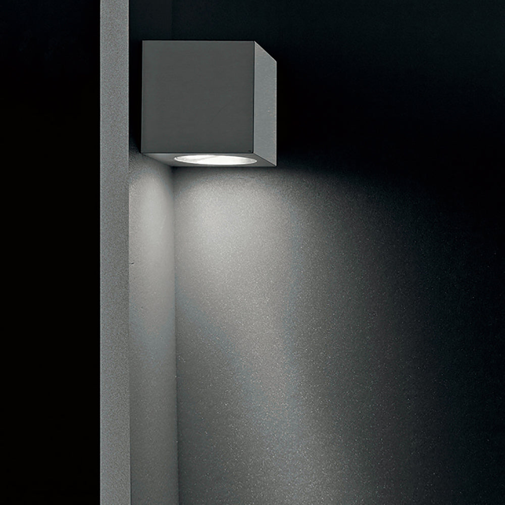 Buy Exterior Wall Lights Australia Cube W 1.1 Exterior Wall Light Tilted 20° Aluminium 3000K - CU11329