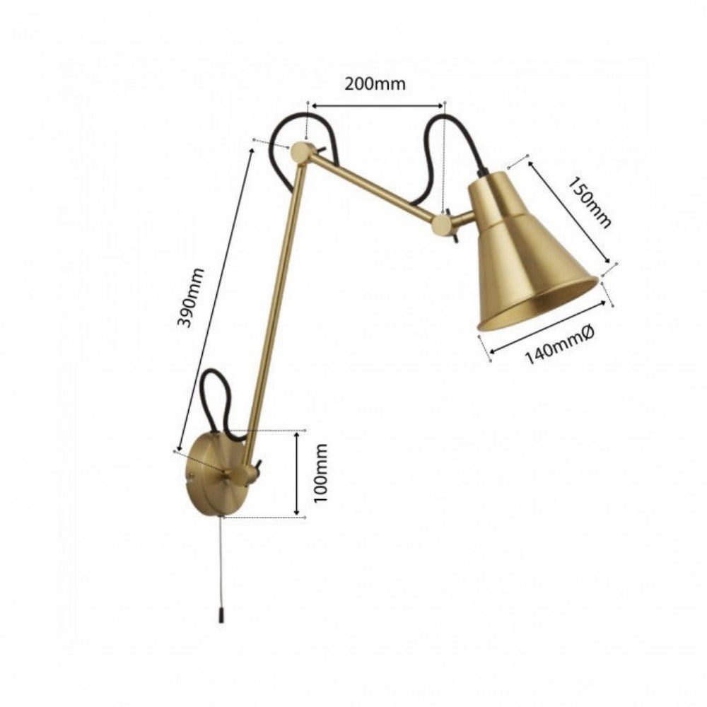 Flux Swing Arm Wall Light Brass - LSW-BS