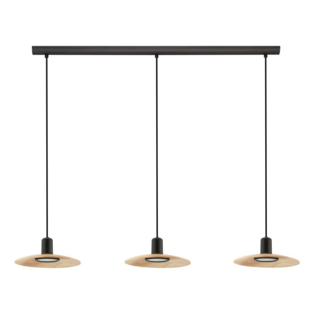 Buy Pendant Lights Australia MAYAZES Pendant 3 Lights Black / Natural Steel - 39912N