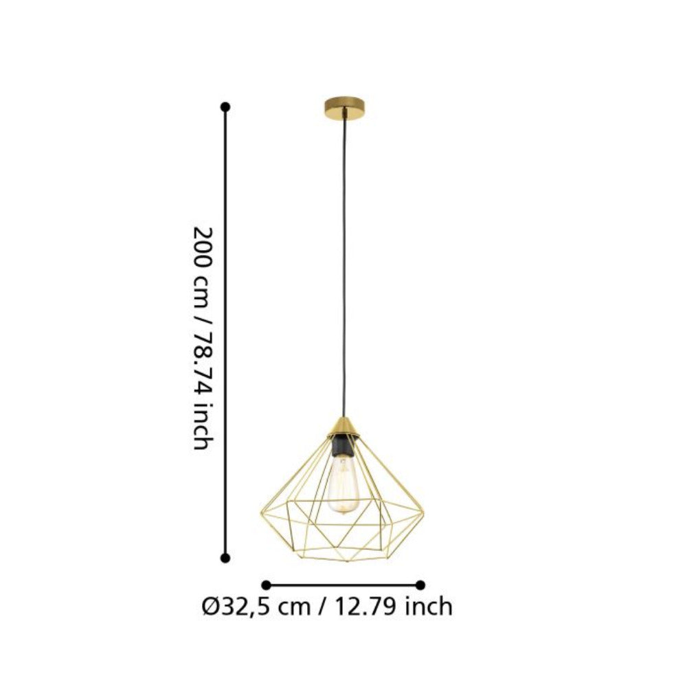 TARBES Pendant Light W325mm Brushed Brass Steel - 43679N