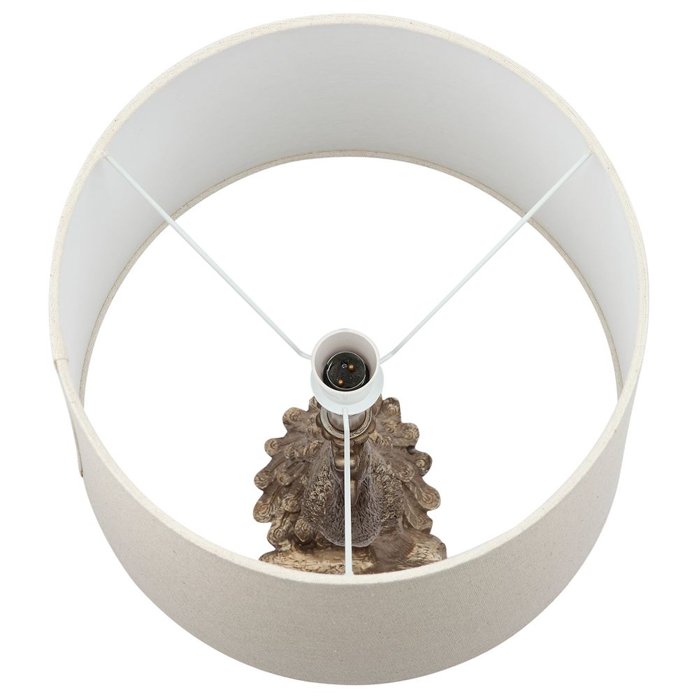 Peacock Table Lamp Gold Base With White Shade - 11627