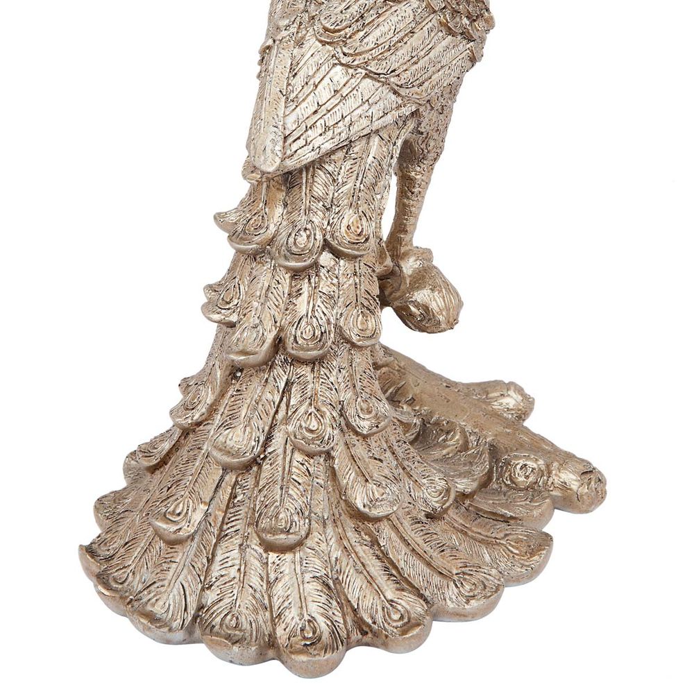 Peacock Table Lamp Gold Base With White Shade - 11627